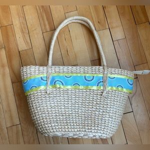 Lola Starfish straw beach bag purse tote handle removable/interchangeable ribbon